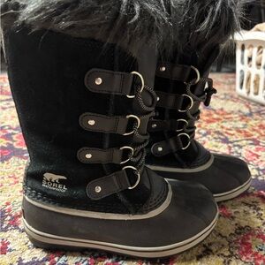 Sorel Black Fur-Trimmed Snow Boots